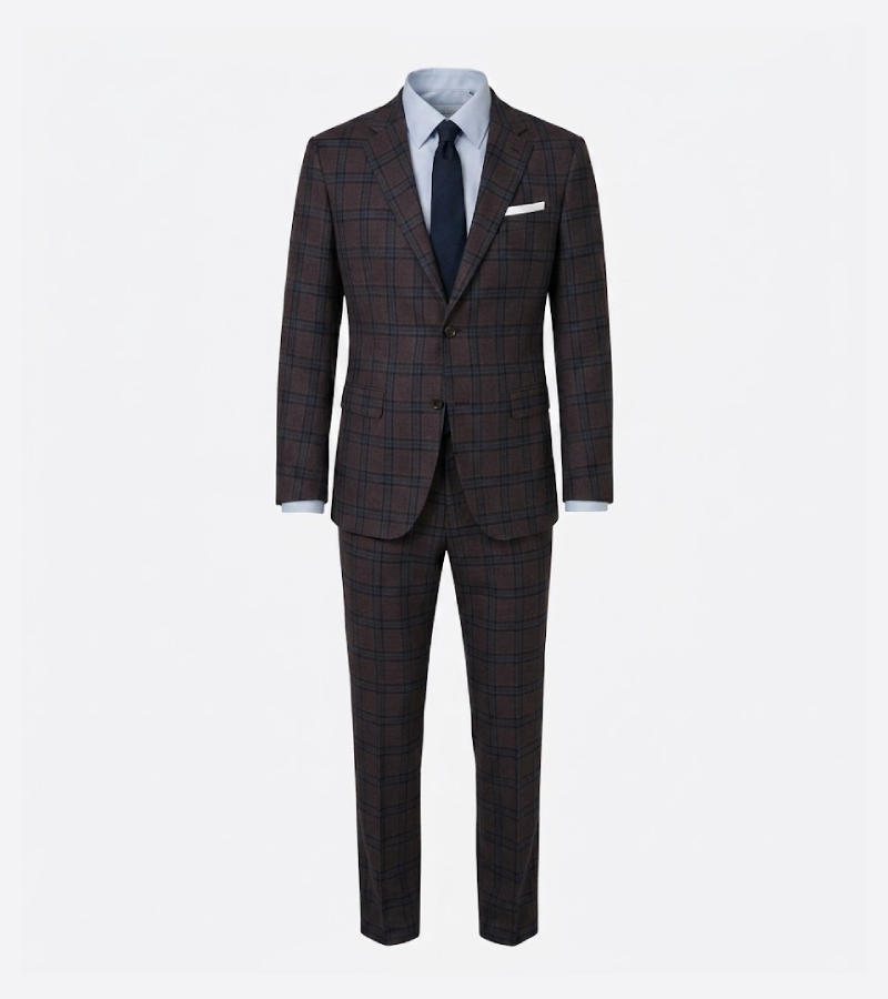 Eastford Polyester Windowpane Burgundy Suit