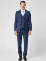 SuitsHeritage Men’s Blue Plaid Relaxed Fit 3 Piece Suit Front