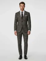 SuitsHeritage Men’s Check Brown Slim Fit 2 Piece Suit Main Front