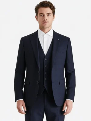 Suit Heritage Men’s Solid Regular Fit 3 Piece Suit
