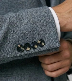 Harrington Tweed Donegal Dark Grey Suit Cuff