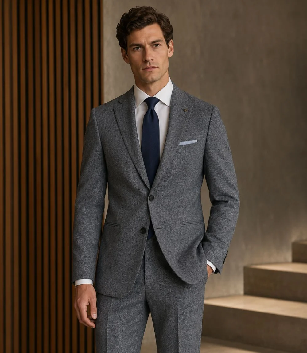Harrington Tweed Donegal Dark Grey Suit Model Harrington Tweed Donegal Dark Grey Suit Model