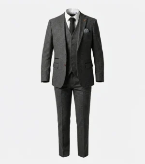 Harrington Wool Textured Grey Suit