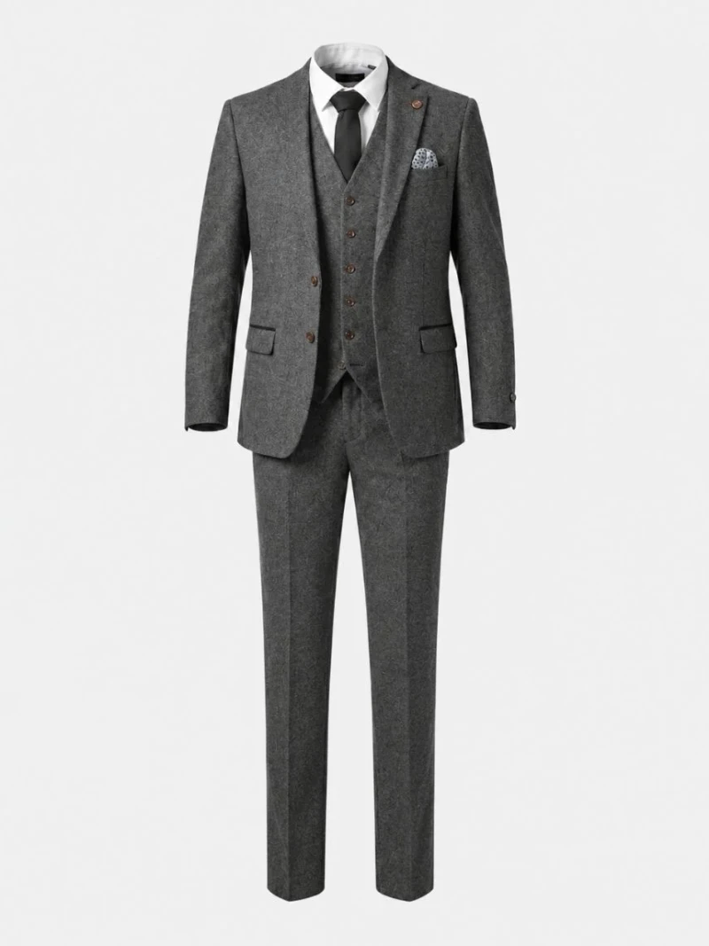 Harrington Wool Textured Grey Suit Ghost Mannequin