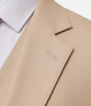 Kingsmere Wool Solid Beige Suit Collar