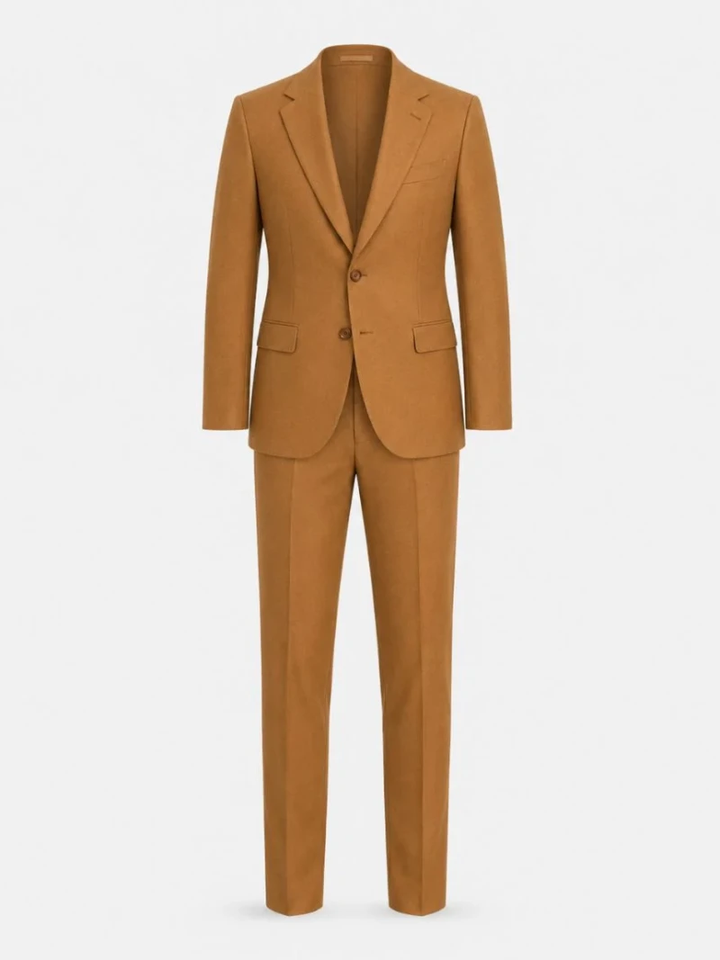 Kingsmere Wool Solid Camel Suit Ghost Mannequin