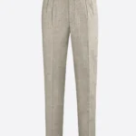 SuitsHeritage Men's Beige Herringbone Regular Fit Pant