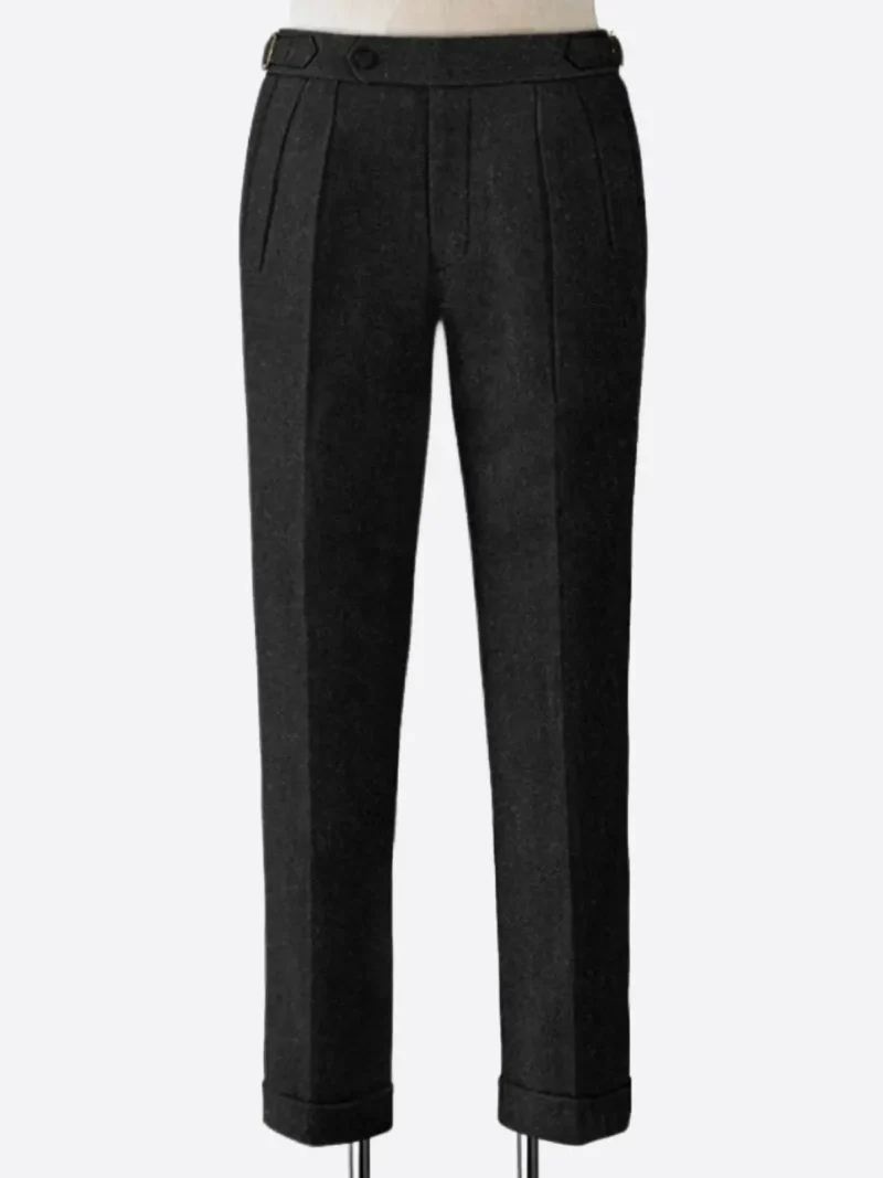 SuitsHeritage Men's Solid Black Regular Fit Pant