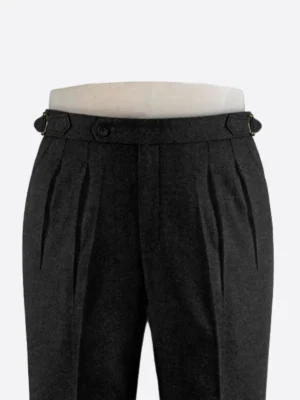 SuitsHeritage Men's Solid Black Regular Fit Pant Close