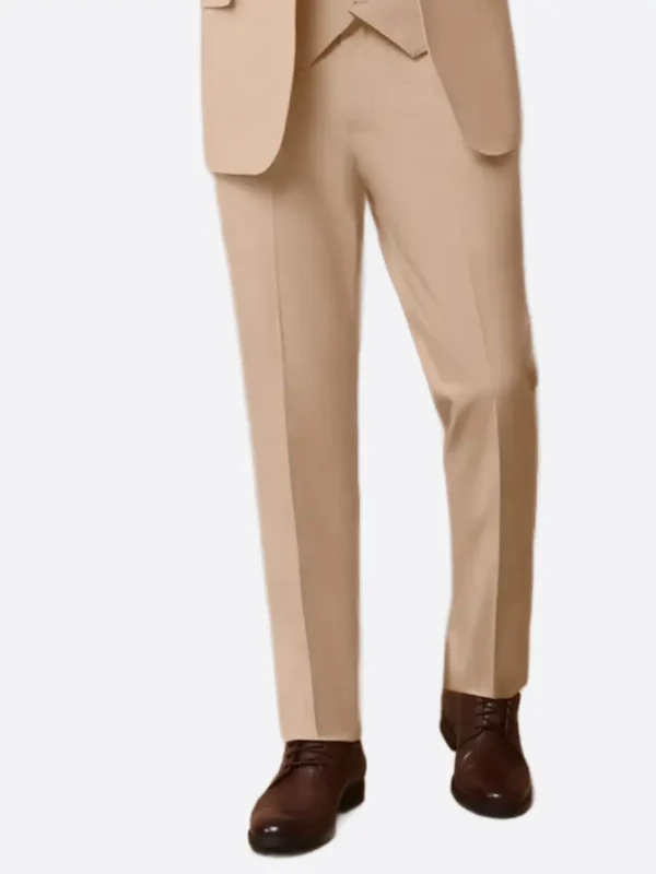 Men's Camel Solid Single Breasted Three Piece Suit Pant