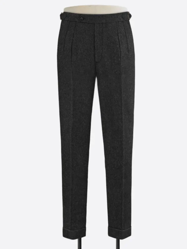 SuitsHeritage Men's Charcoal Herringbone Regular Fit Pant Pant