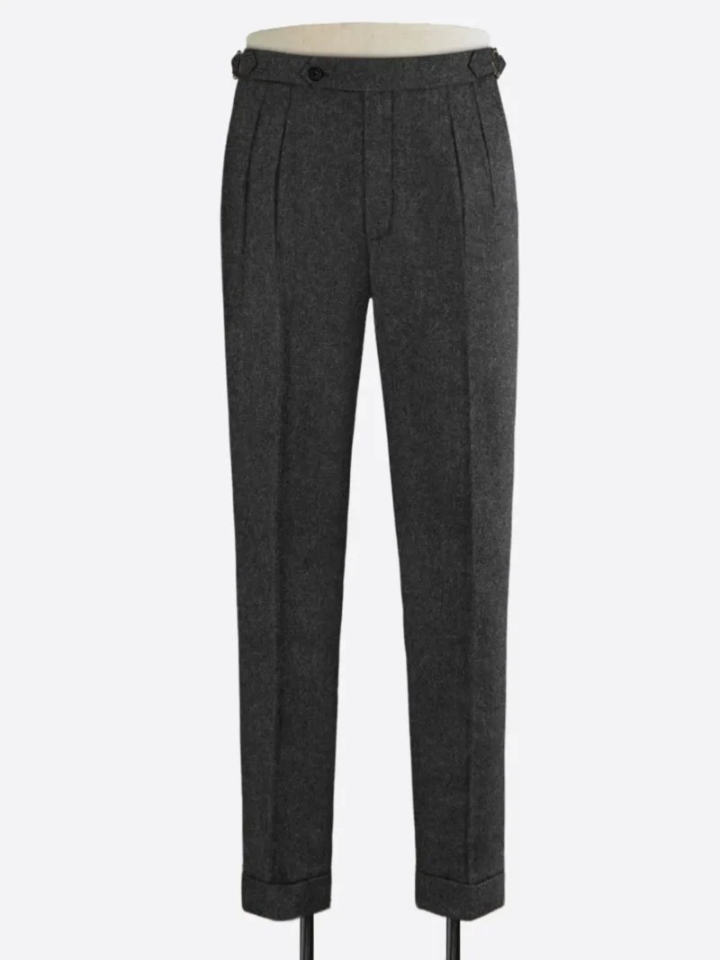 SuitsHeritage Men's Solid Charcoal Regular Fit Pant Trouser