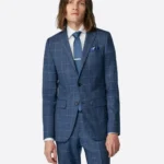 SuitsHeritage Men's Check Blue Tailored Fit Blazer