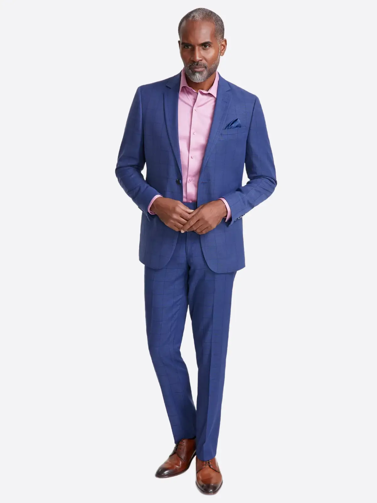 SuitsHeritage Men's Check Blue Slim Fit 2 Piece Suit