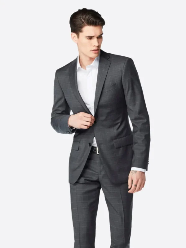 SuitsHeritage Men’s Check Charcoal Tailored Fit Blazer