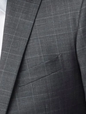 SuitsHeritage Men’s Check Charcoal Tailored Fit Blazer Pocket