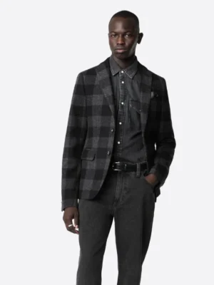 SuitsHeritage Men’s Check Dark Grey Blazer
