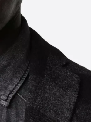 SuitsHeritage Men’s Check Dark Grey Blazer Collar