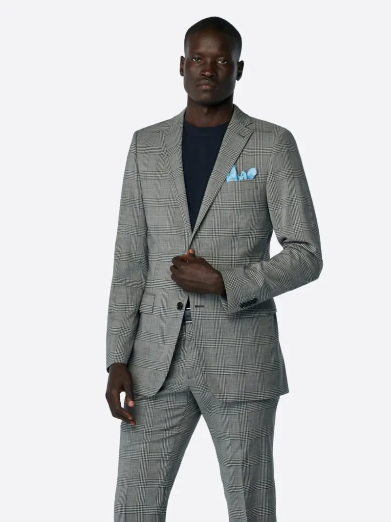 SuitsHeritage Men’s Check Grey Tailored Fit Blazer