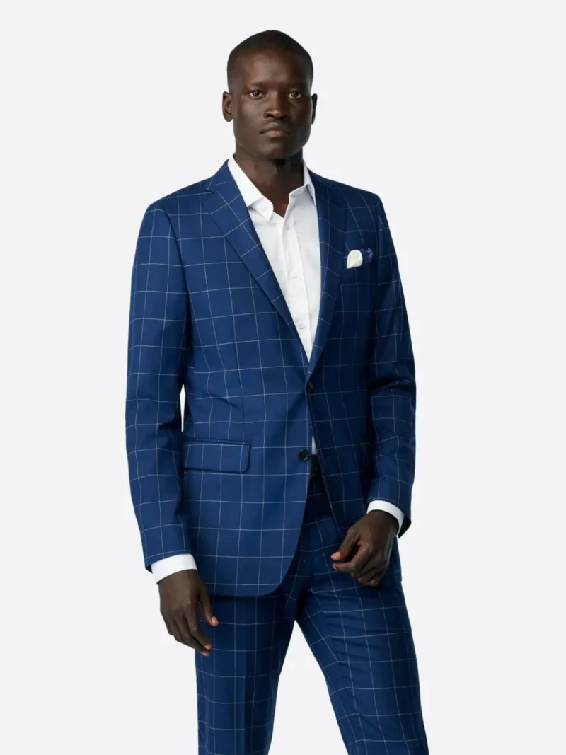 SuitsHeritage Men’s Check Navy Tailored Fit Blazer