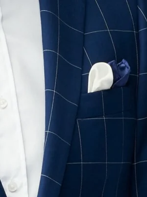 SuitsHeritage Men’s Check Navy Tailored Fit Blazer Pocket