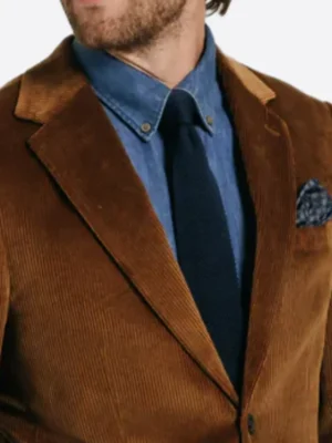 SuitsHeritage Men's Corduroy Brown Slim Fit 2 Piece Suit Close