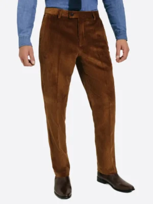 SuitsHeritage Men's Corduroy Brown Slim Fit 2 Piece Suit Pant