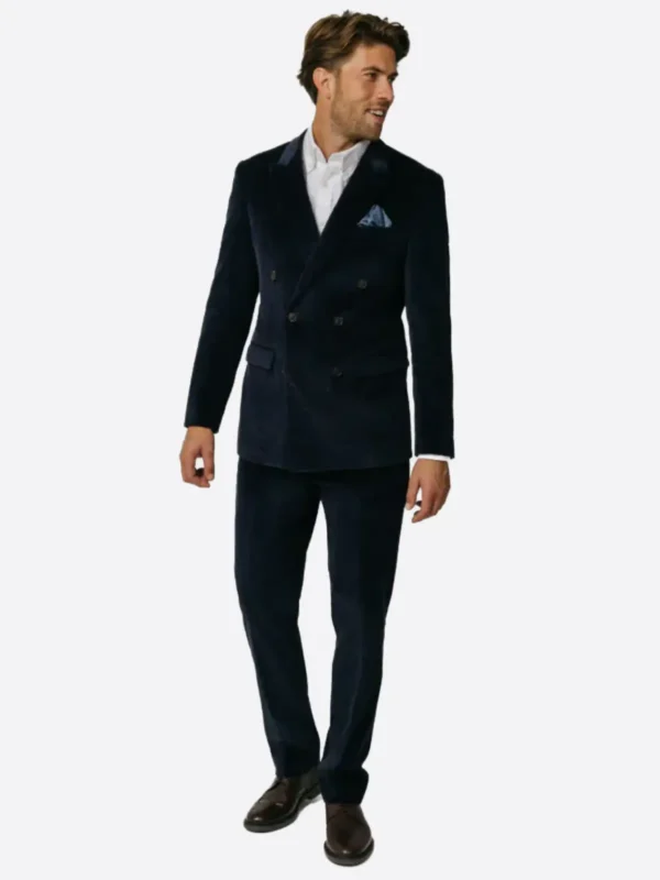 SuitsHeritage Men's Plaid Double Breasted Slim Fit 2 Piece Suit