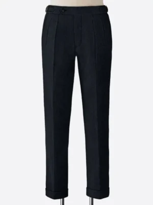 SuitsHeritage Men's Dark Blue Solid Regular Fit Pant