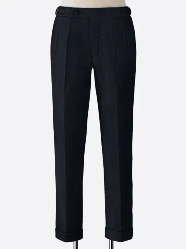 SuitsHeritage Men's Dark Blue Solid Regular Fit Pant