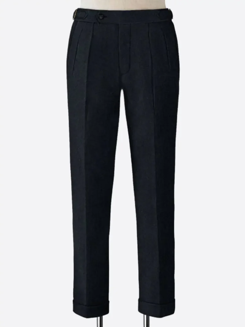 SuitsHeritage Men's Dark Blue Solid Regular Fit Pant