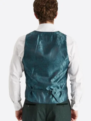 SuitsHeritage Men's Check Dark Green Regular Fit 3 Piece Suits Vest