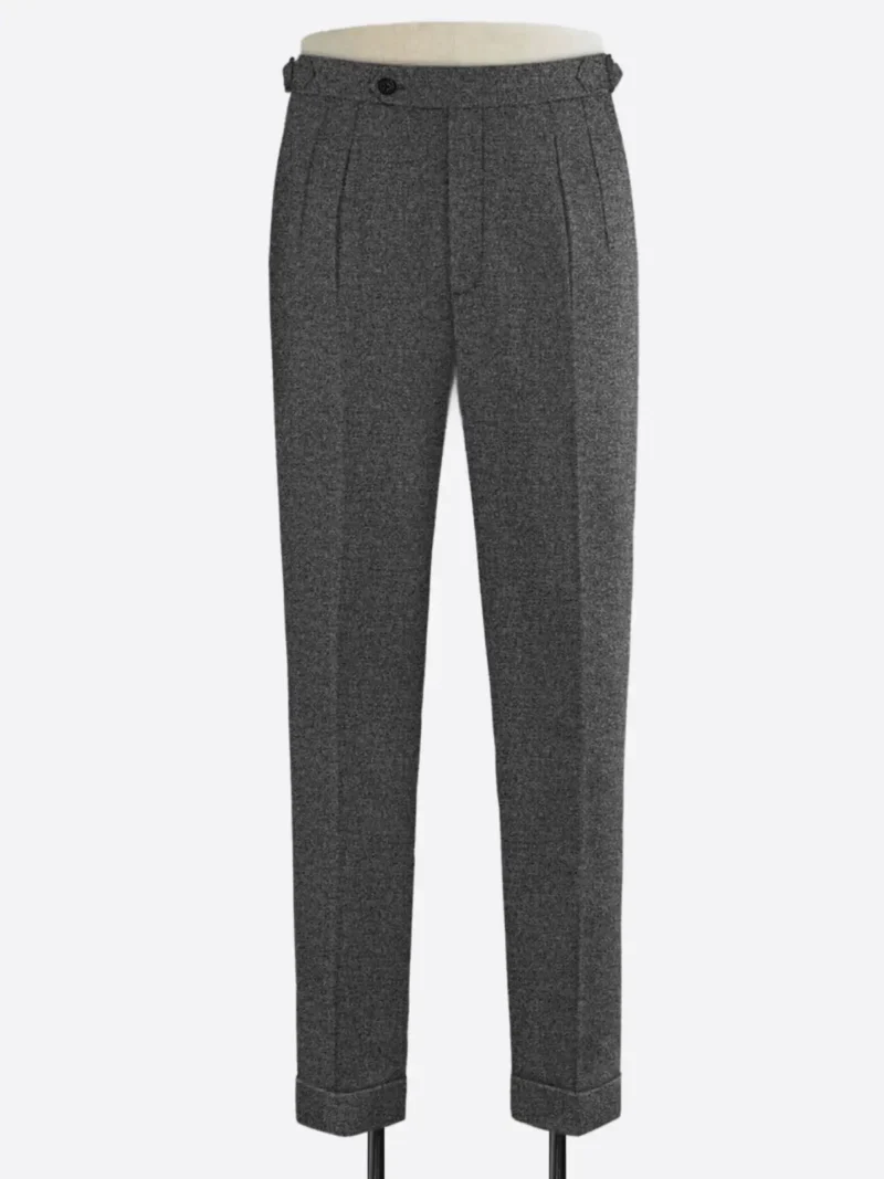 SuitsHeritage Men's Herringbone Dark Grey Regular Fit Pant