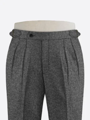 SuitsHeritage Men's Herringbone Dark Grey Regular Fit Pant Close
