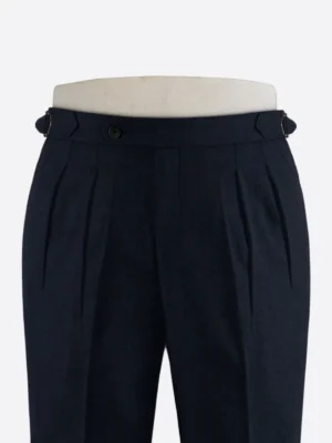 SuitsHeritage Men's Herringbone Dark Navy Regular Fit Pant Close