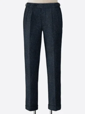 SuitsHeritage Men's Solid Dark Navy Regular Fit Pant