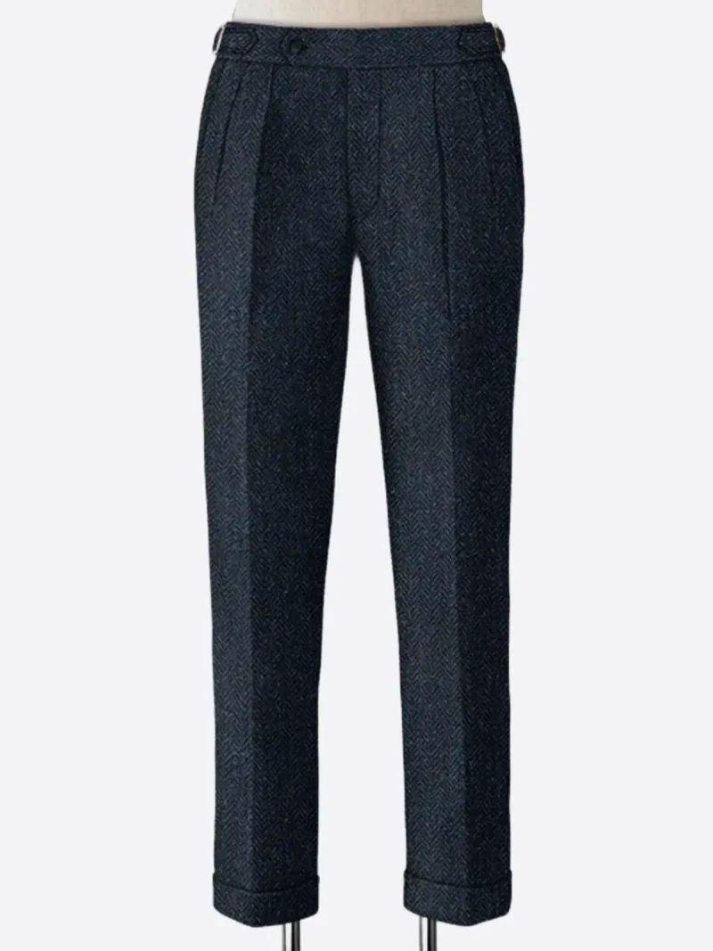 SuitsHeritage Men's Solid Dark Navy Regular Fit Pant