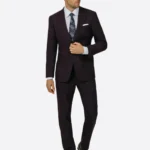 SuitsHeritage Men's Solid Dark Purple Slim Fit 2 Piece Suit