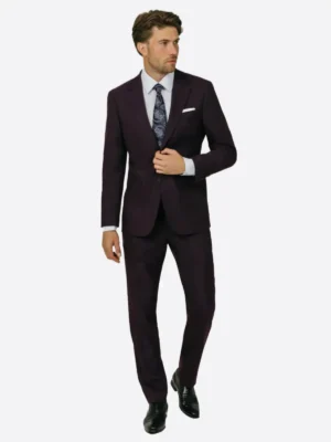 SuitsHeritage Men's Solid Dark Purple Slim Fit 2 Piece Suit