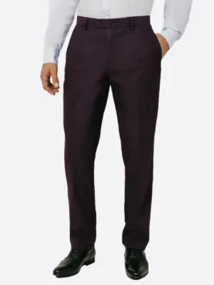 SuitsHeritage Men's Solid Dark Purple Slim Fit 2 Piece Suit Pant