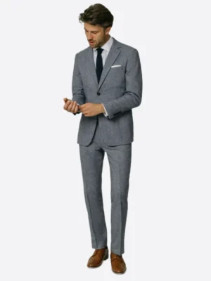 SuitsHeritage Men's Donegal Dark Grey Slim Fit 2 Piece Suit