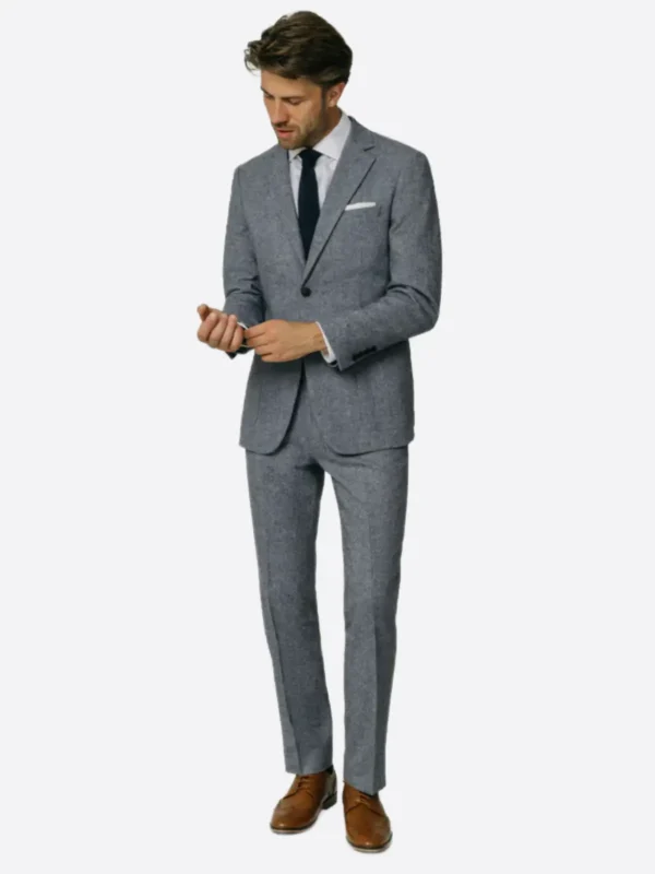 SuitsHeritage Men's Donegal Dark Grey Slim Fit 2 Piece Suit
