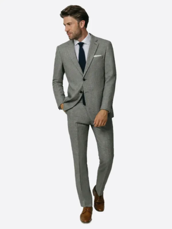 SuitsHeritage Men's Donegal Grey Slim Fit 2 Piece Suit