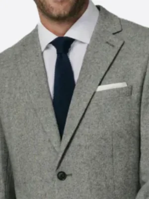 SuitsHeritage Men's Donegal Grey Slim Fit 2 Piece Suit Close