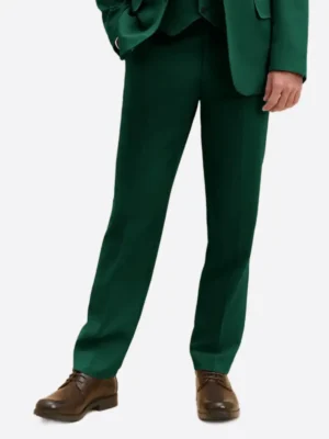 SuitsHeritage Men's Solid Green Relaxed Fit 3 Piece Suit Pant