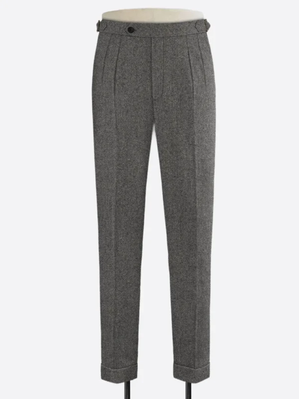 SuitsHeritage Men's Donegal Grey Regular Fit Pant