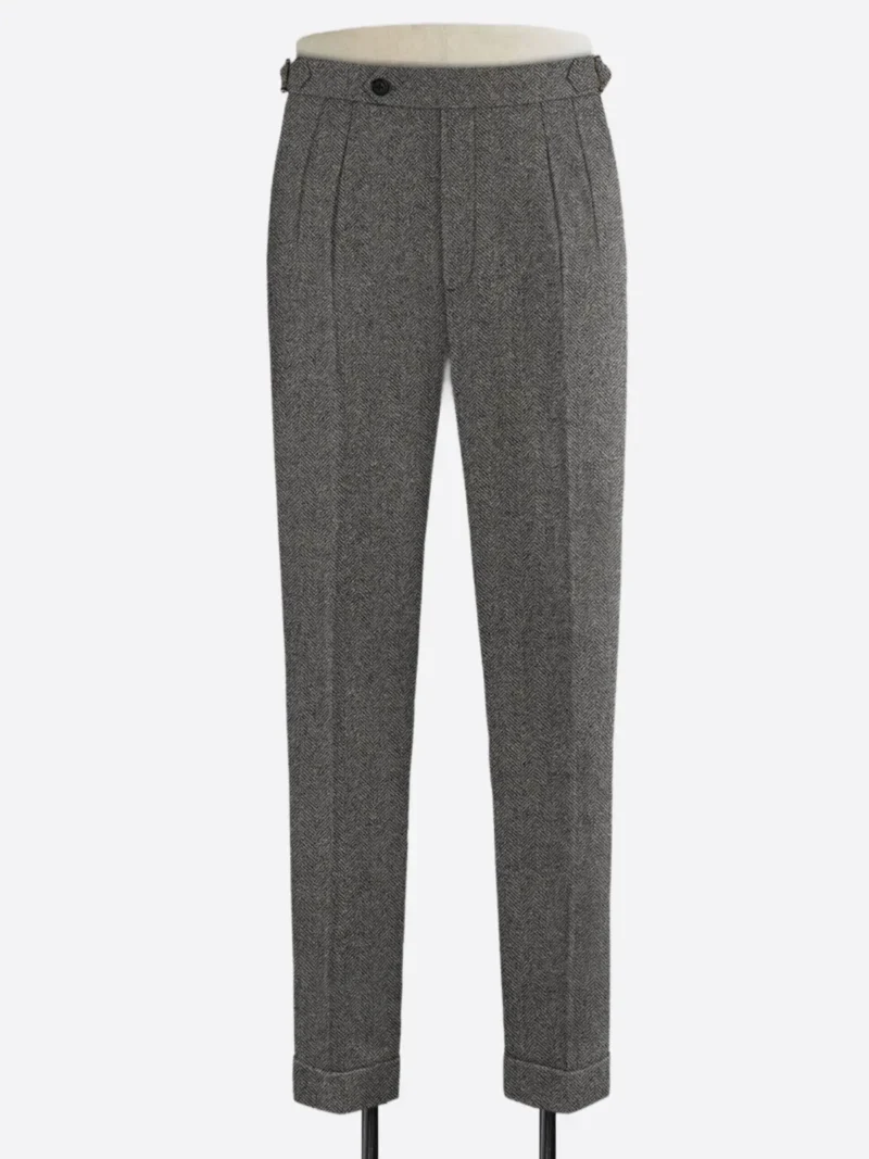 SuitsHeritage Men's Donegal Grey Regular Fit Pant