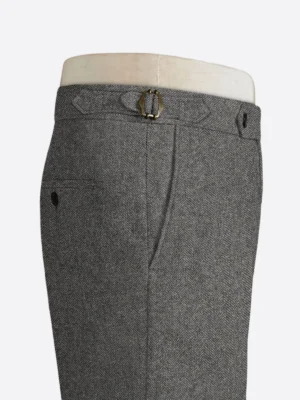 SuitsHeritage Men's Donegal Grey Regular Fit Pant Side