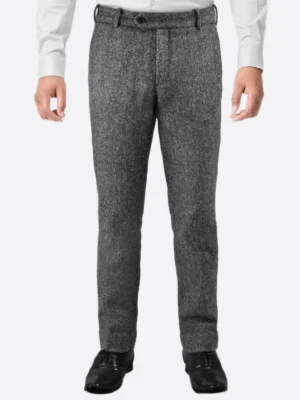 SuitsHeritage Men's Grey Twill Regular Fit Pant