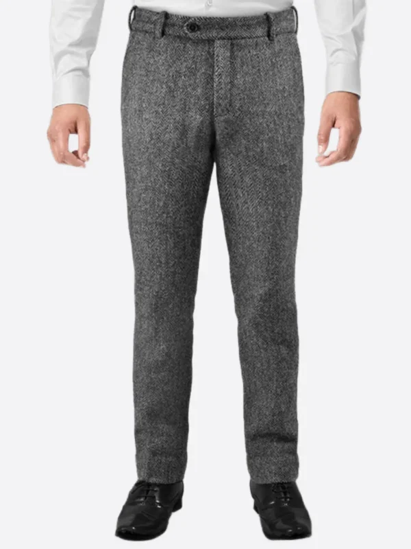 SuitsHeritage Men's Grey Twill Regular Fit Pant